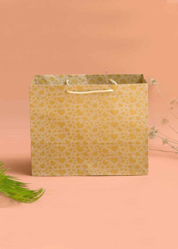 Craft Heart Pattern Paper Bag - Heart Print Design Paper Bag for Multipurpose Packing