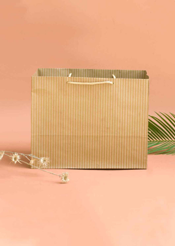 Craft Line Pattern Paper Bag - Line Print Design Paper Bag for Multipurpose Packing