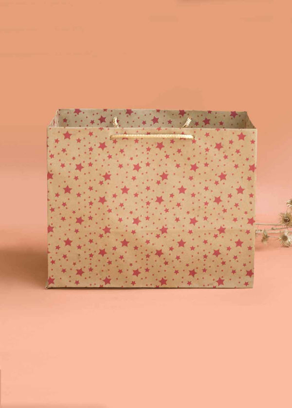 Craft Star Pattern Paper Bag - Star Print Design Paper Bag for Multipurpose Packing