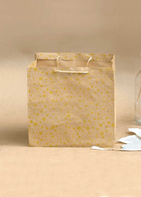 Craft Paper Bag Dotted Pattern - Craft Bag - Golden Silver Red - 9x9 Paper Bag