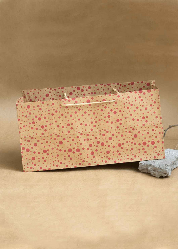 Craft Paper Bag Dots Pattern - Craft Paper Bag - Yellow Silver Red - 14x7 Square Paper Bag