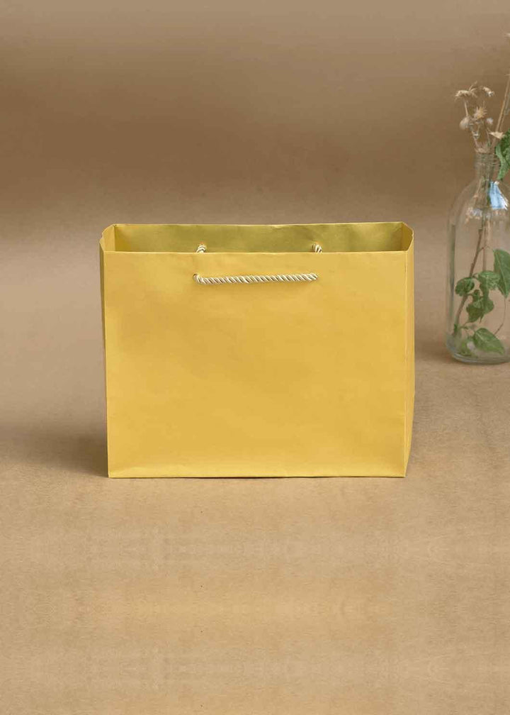 Plain Golden Shiny Paper Bag for Multipurpose Packing - 9x3.5 Square Paper Bags - BoxGhar