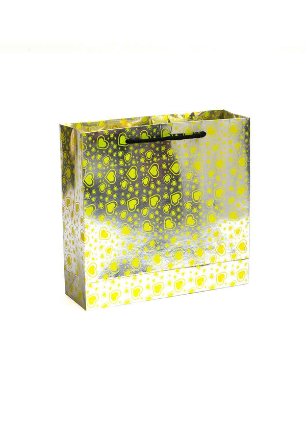 Paper Dots Pattern - Paper Bag - Silver & White - 13 x 4 Paper Bag - BoxGhar